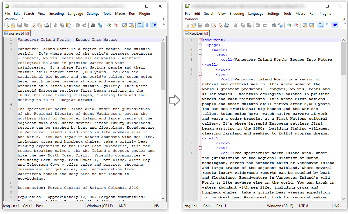 Convert text file to XML file